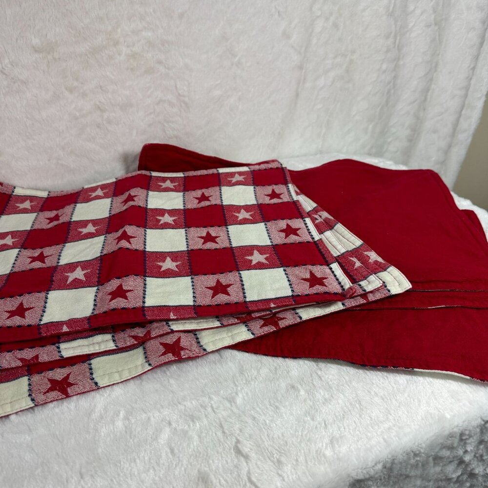 Red & White Checkered Country Star Placemats Set Of 6 - Picture 4 of 5